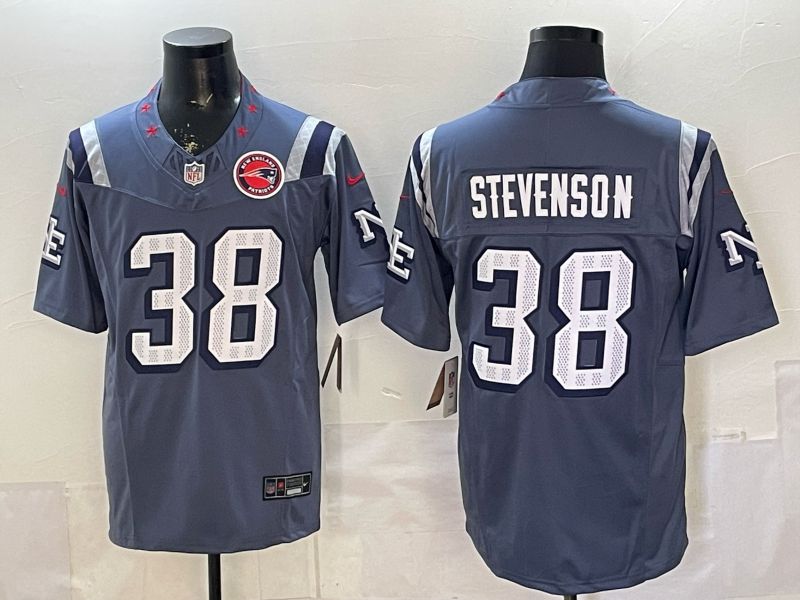 Men 2026 New England Patriots #38 Stevenson Blue 5th generations Nike Limited NFL Jersey style 014